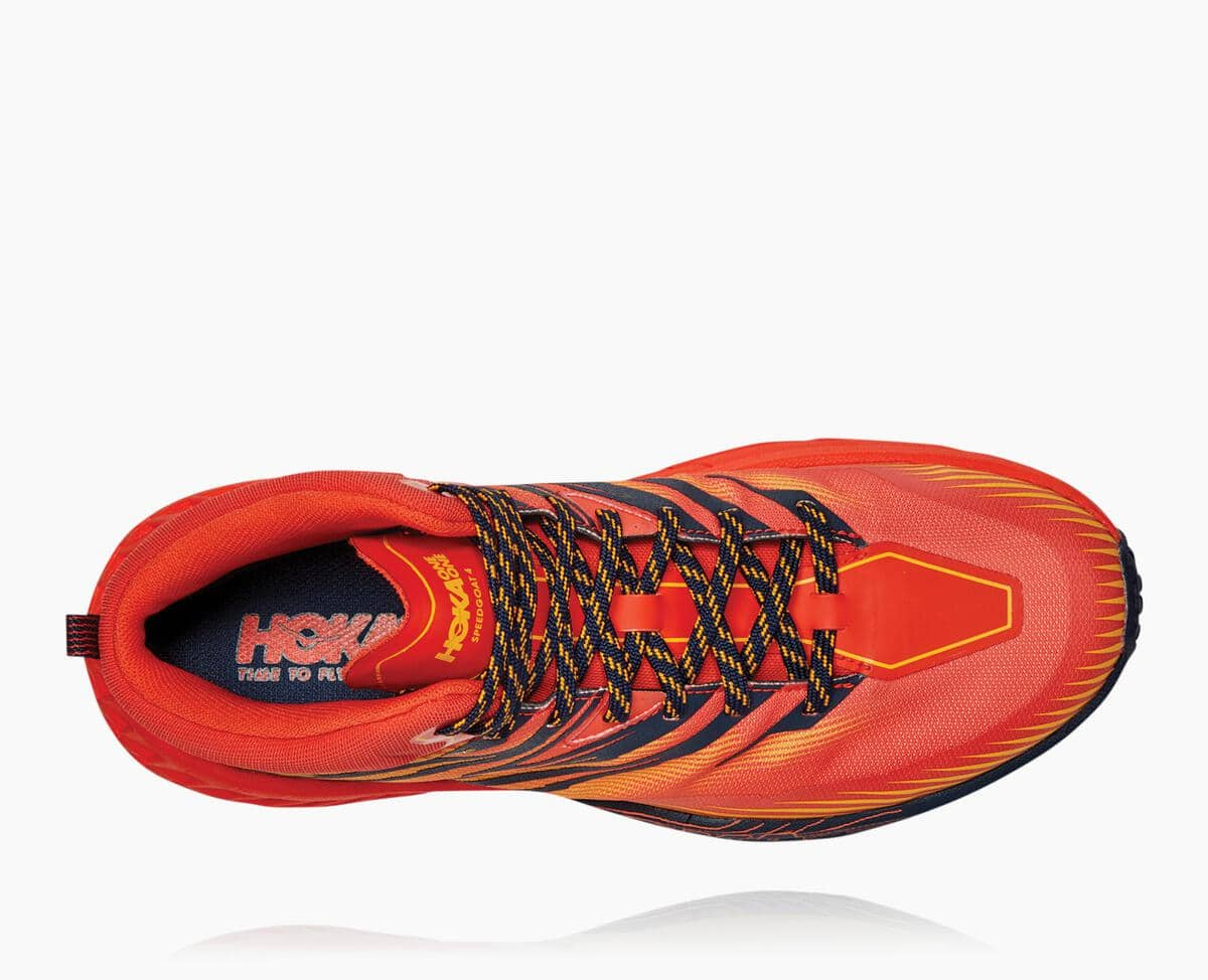 Pánské Turistické Boty Hoka One One Speedgoat Mid GORE Červené Zlaté | CZ.380FIUOHQ